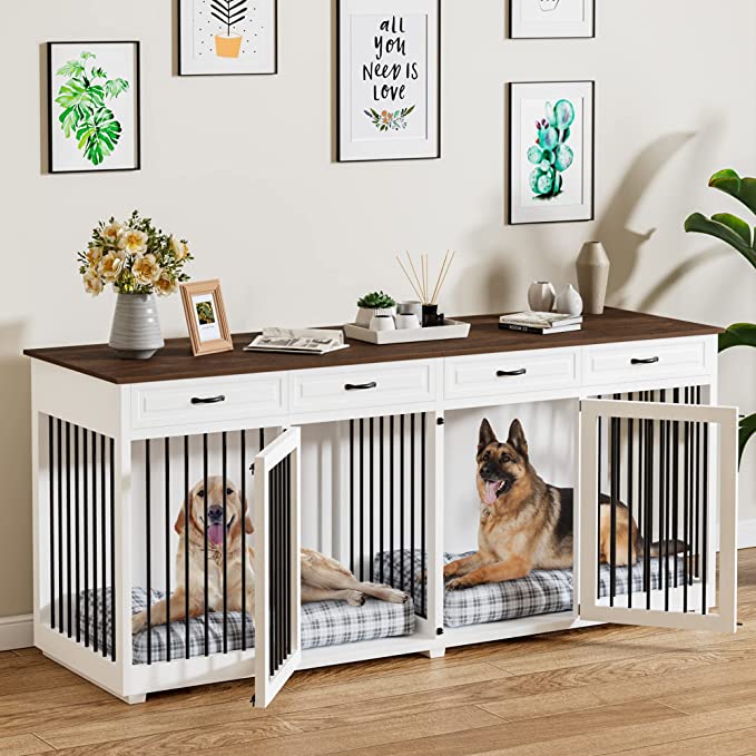 Large Dog Crate Furniture 86.6" for 2 Large Dogs-150162