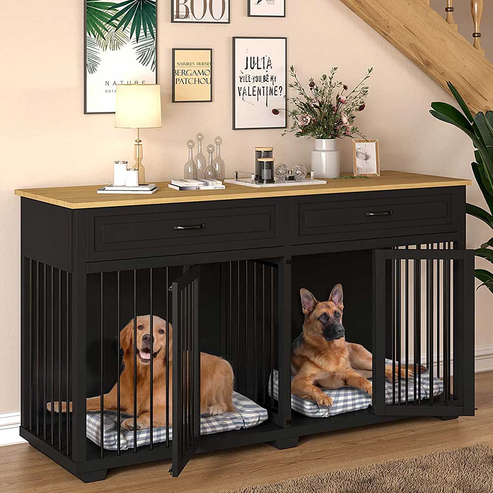 Pinnacle Woodcraft Amish Wood Dog Crate Entertainment Center - Large,  Durable, Spacious, and Airy
